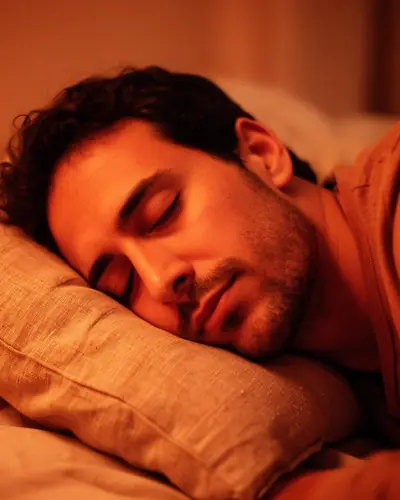 Man sleeping in warm light — inflammation and recovery